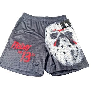 Friday‎ The 13th Mens' Movie Film Jason Mask Horror Fabric Shorts Size M Medium